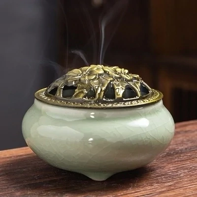 Classic Ceramic Incense Burner – Grass Green
