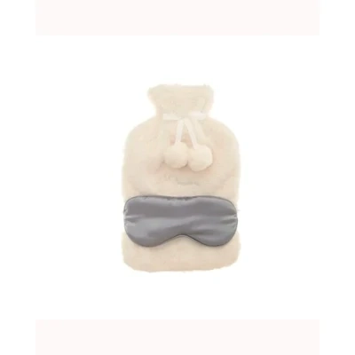 Cream Faux Fur Hot Water Bottle & Eye Mask