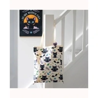 Cute and Creepy Cat Print Polycot..