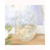 Ditsy Floral Print Stemless Glass