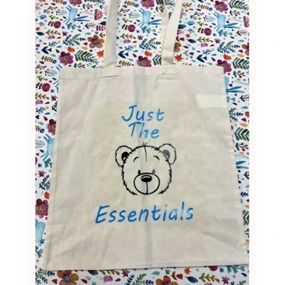 just the (bear) essentials tote bag blue