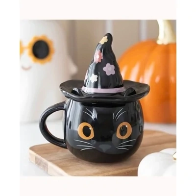 Groovy Witch Cat Lidded Mug
