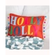Red Holly Jolly Cushion with Pom Poms