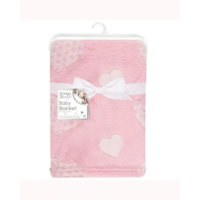 First Steps Baby Blanket - Pink Hearts