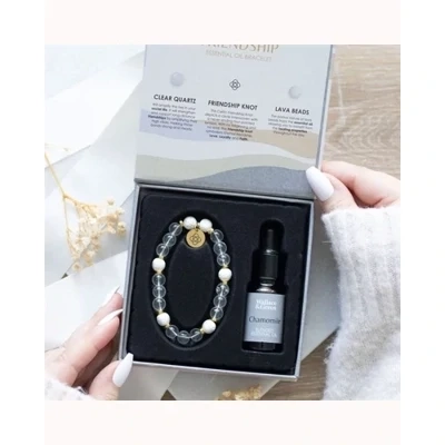Friendship Clear Quartz Essential Oil Bracelet