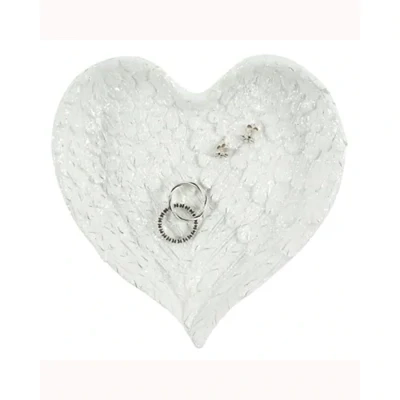 Glitter Heart Shaped Angel Wing Trinket Dish