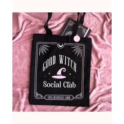 Good Witch Social Club Polycotton Tote Bag with Pin Badge