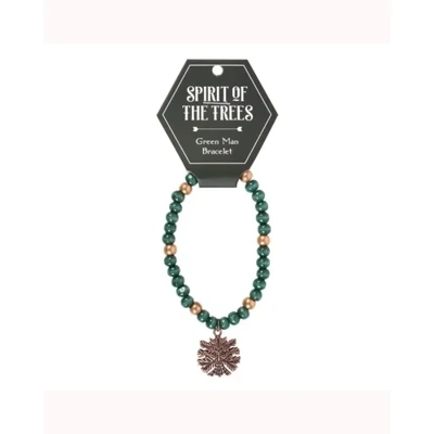 Green Man Wooden Charm Bracelet