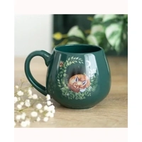 Green Sleeping Fox Rounded Mug