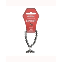 Hanging Bat Hematite Charm Bracelet