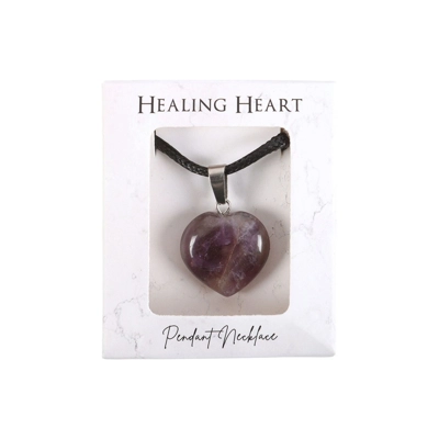 Healing Crystal Heart Necklace - Amethyst Healing Crystal Heart Necklace - Amethyst