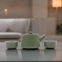 Herbal Jade Teapot Set - Pot & Tw..