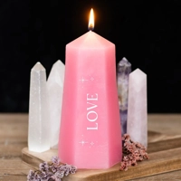 Love Crystal Candle with Rough Ro..
