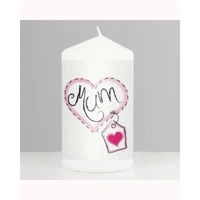 Mum Heart Stitch Pillar Candle