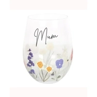 Mum Wildflower Stemless Wine Glass
