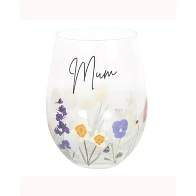 Mum Wildflower Stemless Wine Glass