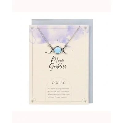 Opalite Triple Moon Necklace Greeting Card