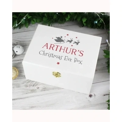 Personalised Christmas Eve White Wooden Box