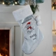Personalised Christmas Teddy Silver Grey Stocking