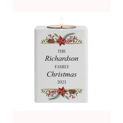Personalised Christmas Wooden Tealight Holder