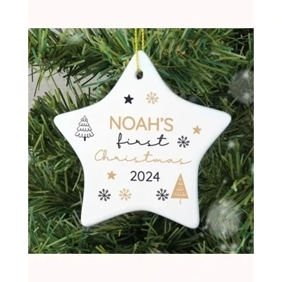 Personalised First Christmas Star Christmas Tree Decoration