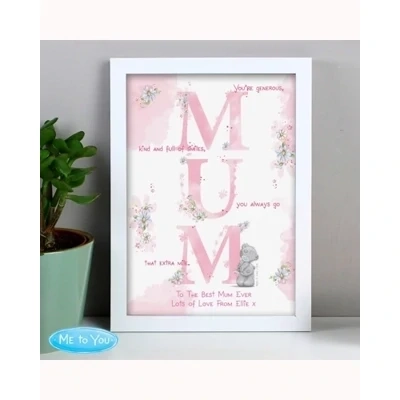 Personalised Me To You Mum White A4 Framed Print