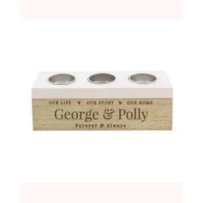 Personalised Our Life, Story & Home Tea Light Holder