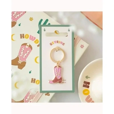 Pink Cowboy Boot Keyring