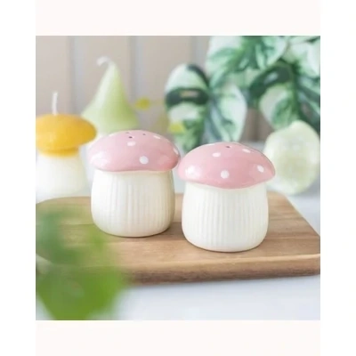 Pink Mushroom Salt and Pepper Shakers