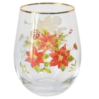 Poinsettia Stemless Glass