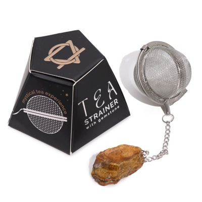 Raw Gemstone Tea Strainer - Gold Tigers Eye Raw Gemstone Tea Strainer - Gold Tigers Eye