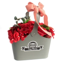 RED Basket Soap Flower Bouquet