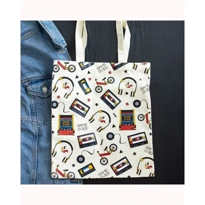Retro 80s Print Polycotton Tote Bag