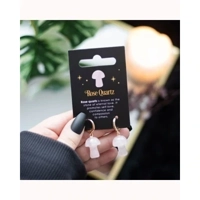 Rose Quartz Crystal Mushroom Earr..