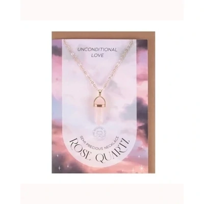 Rose Quartz Crystal Necklace Greeting Card