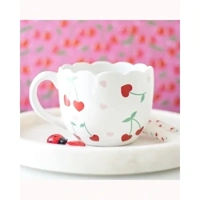 Scalloped Cherry Print Mug