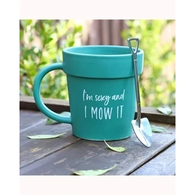 Sexy and I Mow It Pot Mug and Shovel Spoon