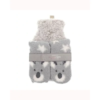 Sherpa Hot Water Bottle & Koala Slipper Socks Set