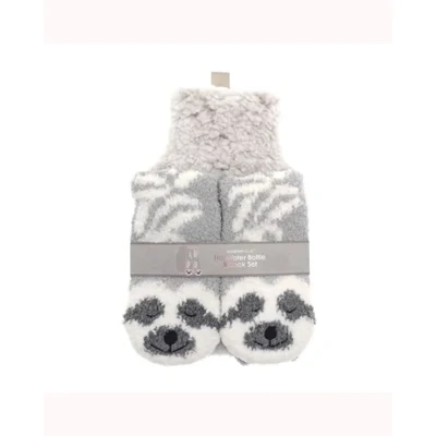Sherpa Hot Water Bottle & Sloth Slipper Socks Set