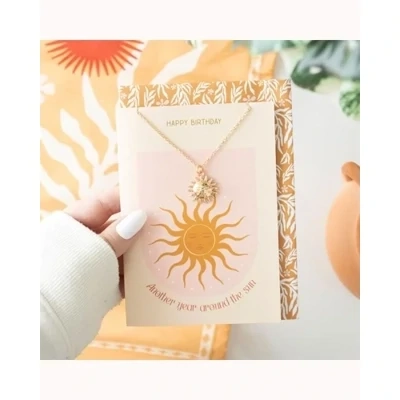 Sun Necklace on Birthday Card