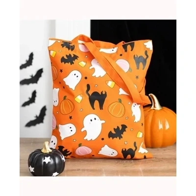 Sweet and Spooky Ghost Print Polycotton Tote Bag