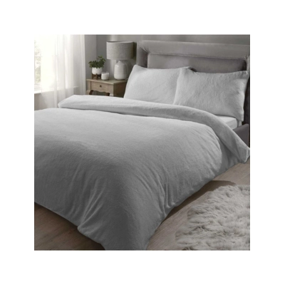Teddy Fleece Duvet Set - Silver King
