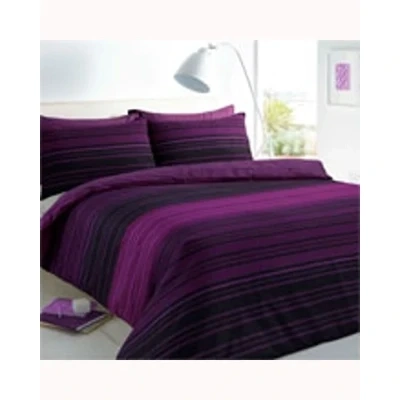 Textured Stripe Purple Reversible Duvet Set