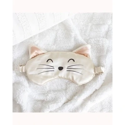 White Cat Face Satin Eye Mask