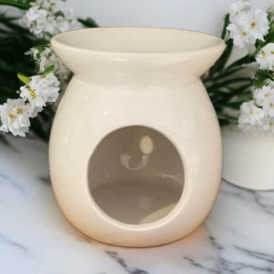 White Ceramic Wax Tea Light Burner White Ceramic Wax Tea Light Burner