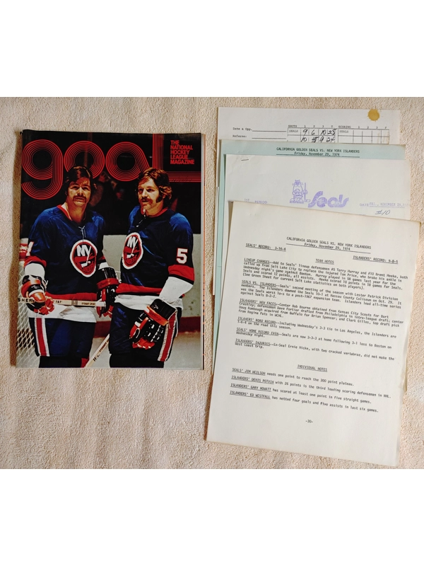 Vtg Goal Mag California Golden Seals New York Islanders 11/29/74 Hockey Program