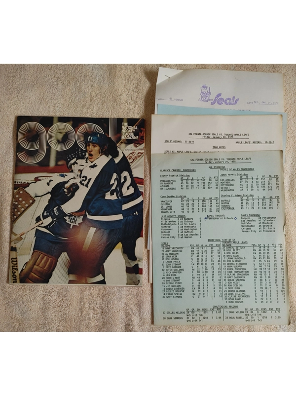 Vtg Goal Mag California Golden Seals Toronto Maple Leafs 1/24/75 Hockey Program