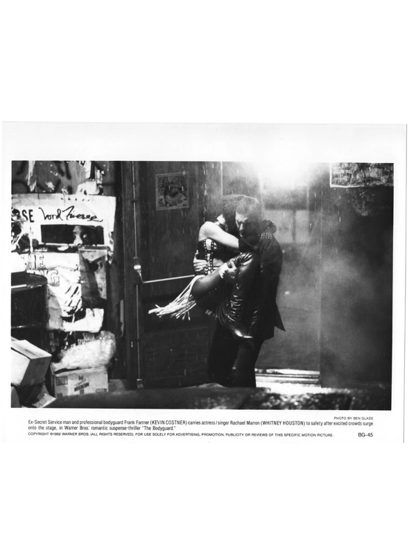 1992 The Bodyguard Press Photo Kevin Costner Whitney Houston B&W Movie
