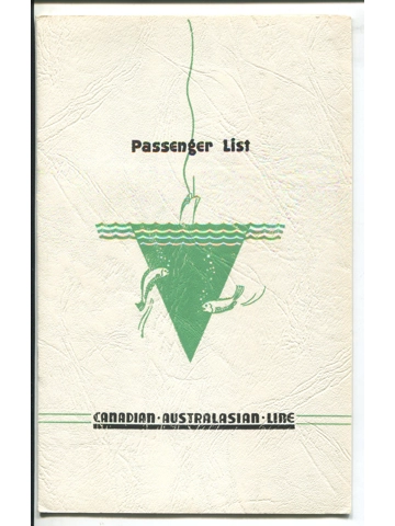 Vtg 1952 1953 Canadian Australian Line Passenger List Cruise RMS Aorangi Xmas