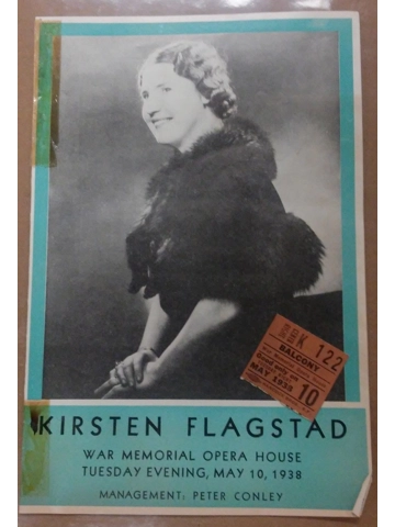 Vtg 1938 Kirsten Flagstad War Memorial Opera House Program + Ticket May 10 SF
